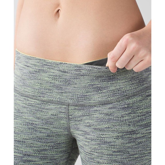 Lululemon Wunder Under Crop Leggings 4 Green Space Dye Mid Rise Knit - Picture 5 of 13